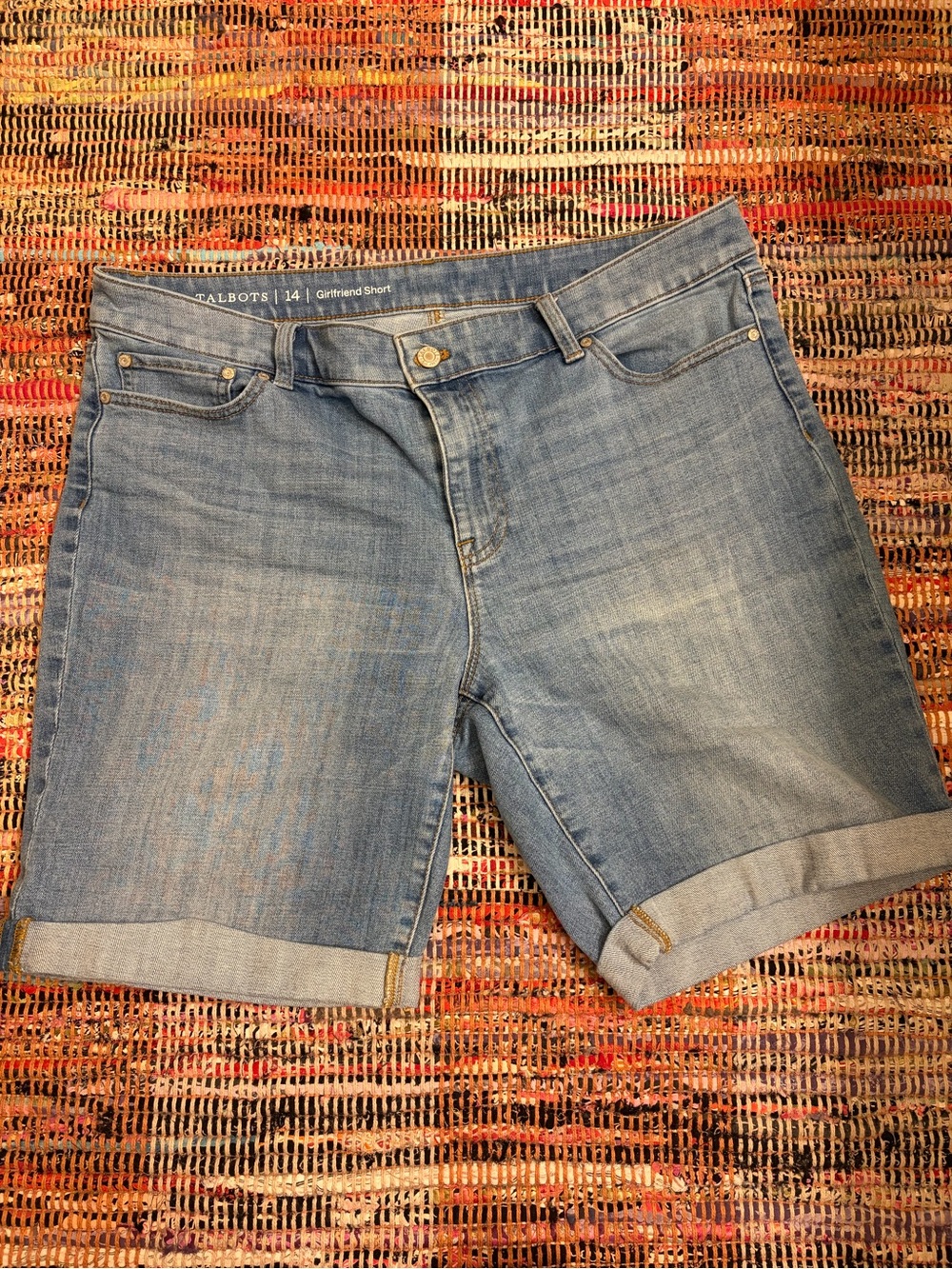 Talbots Light Blue Rolled-Hem Girlfriend Denim Shorts
